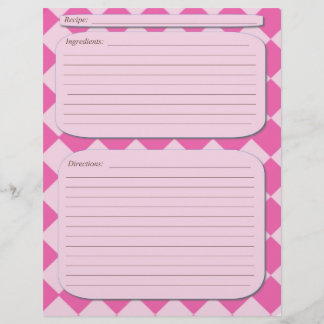Página de la receta rosa a cuadros