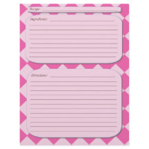 Página de la receta rosa a cuadros