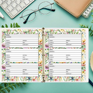 Página de libreta de direcciones con patrón floral