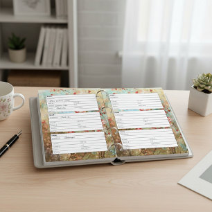 Página de libreta de direcciones floral rosa vinta