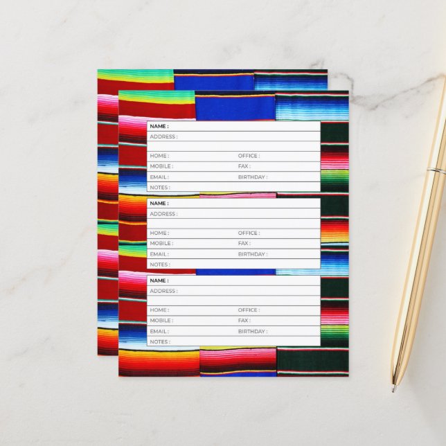 página de libro de direcciones de rayas serape (Anverso/Reverso In Situ)