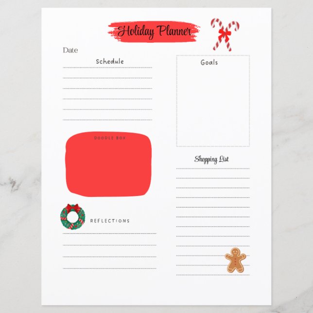 Página de planificador de vacaciones de Navidad    (Anverso)