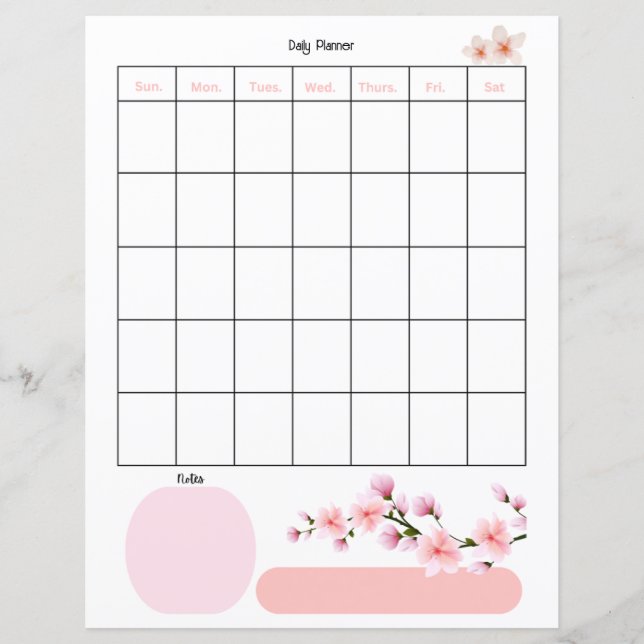 Página de Planificador Diario Blush Blossoms  (Anverso)