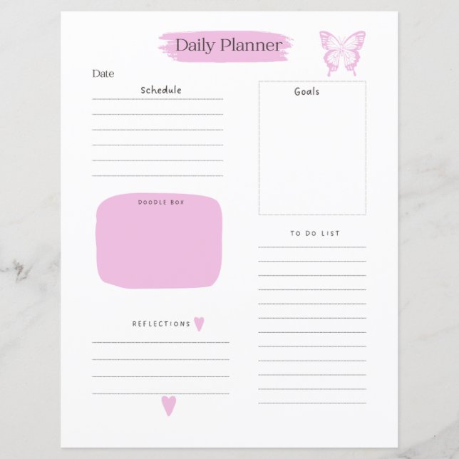 Página de Planificador Diario Rosa   (Anverso)