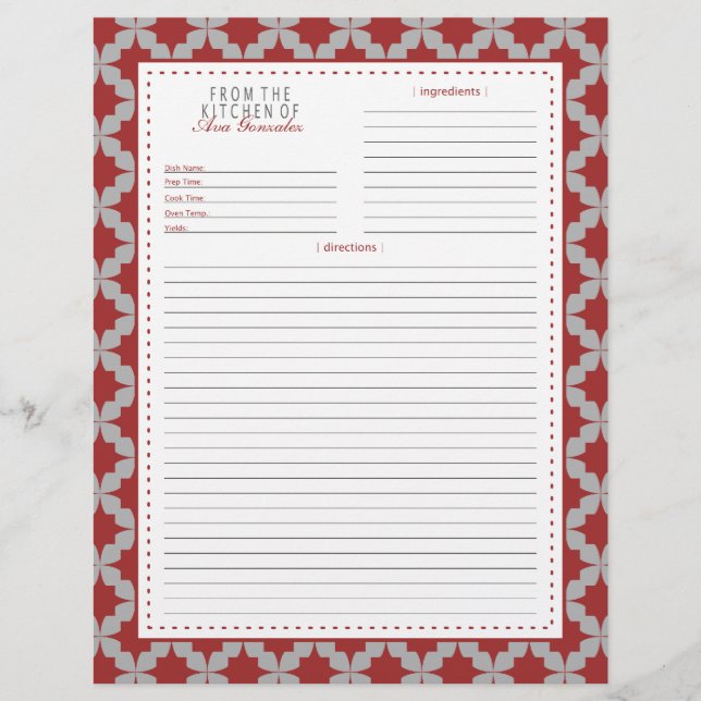 Página de Receta de Estrella Retro Roja (Anverso)