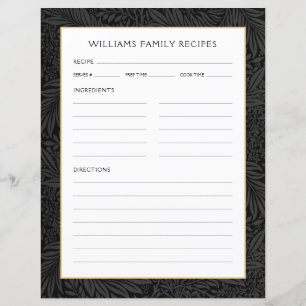 Página de Receta de Nombre de Familia   Floral Neg