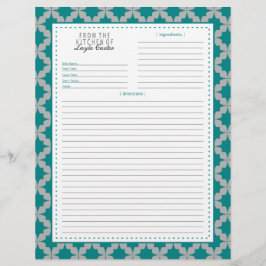 Página De Receta Verde azulada De Estrella Retro E