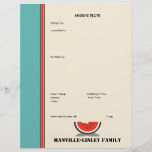 Página de recetas de Personalizado de la franja de