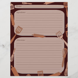 Página de recetas de utensilios de cocina marrón