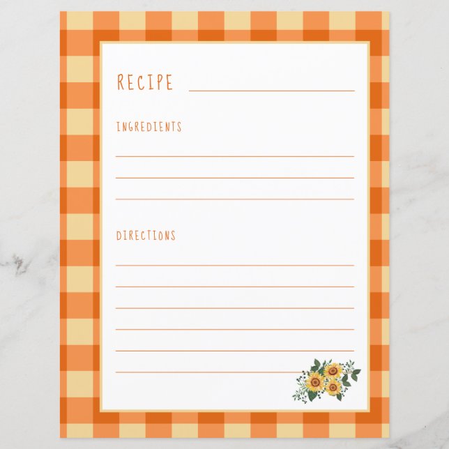 Página de recetas rusticas para el organizador de  (Anverso)