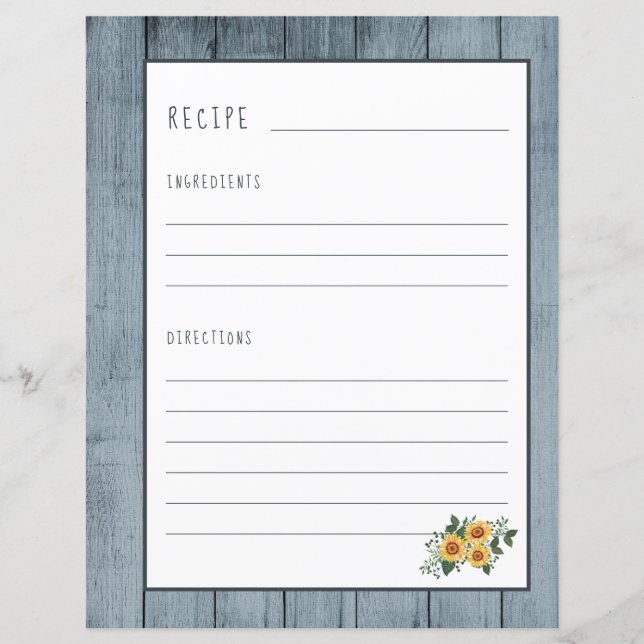 Página de recetas rusticas para el organizador de  (Anverso)