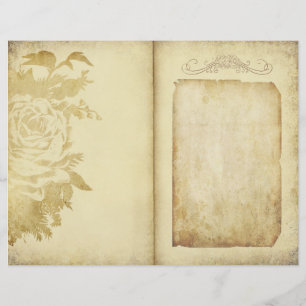 Página de Revista de Pergamino Rústico Vintage Flo