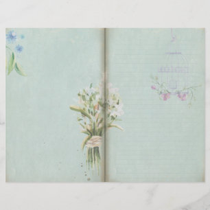 página de Shabby Blue Vintage Floral Journal