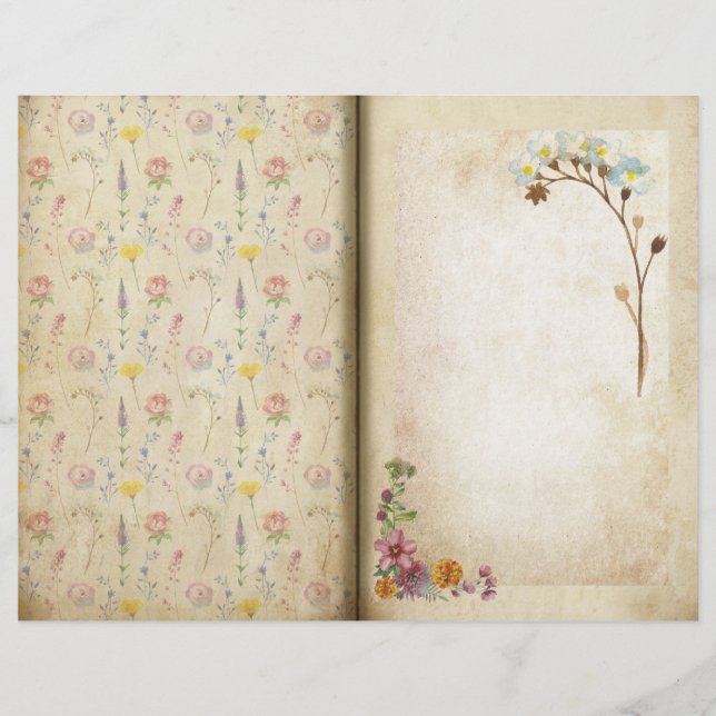 Página Delicar Estilo Floral Vintage Estilo Diario (Anverso)