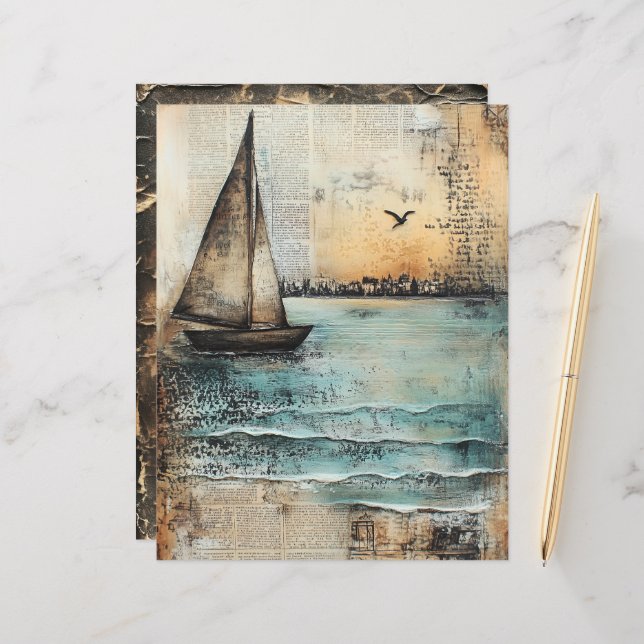 Página Diario de correo no deseado de Sailboat (Anverso/Reverso In Situ)