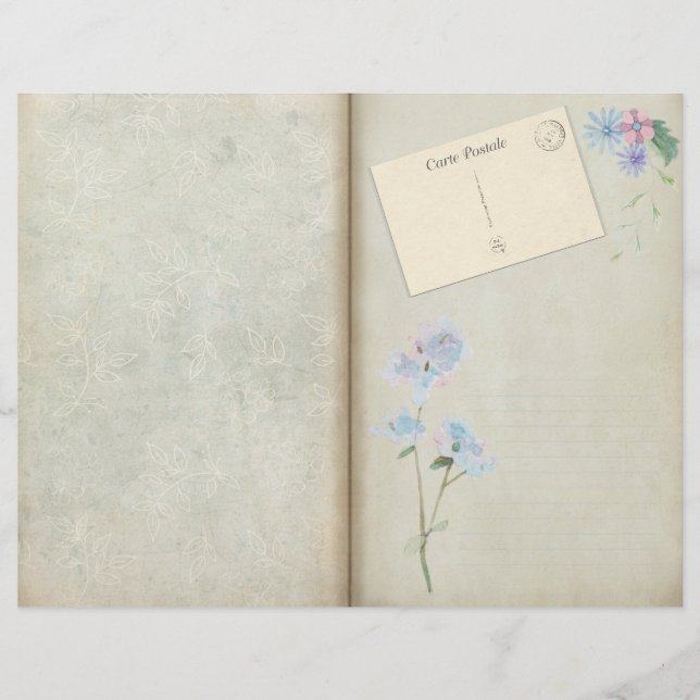 Página Diario de Decoupage de Shabby Blue Floral (Anverso)