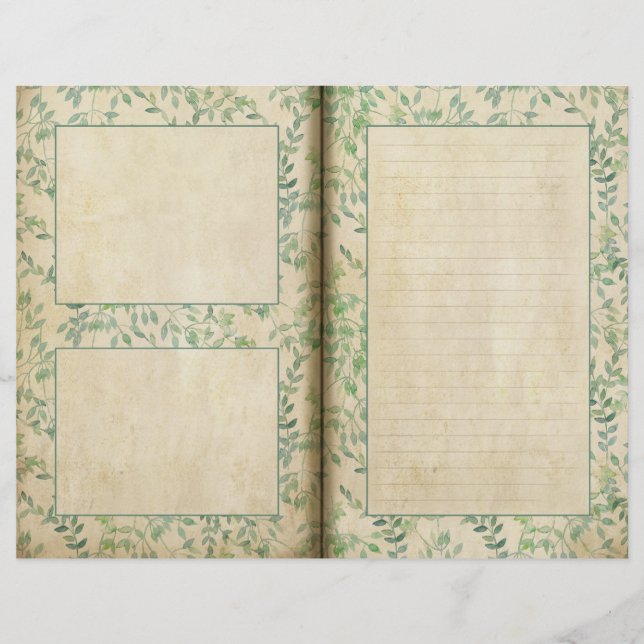 Página Diario de Patrón de Hojas Verdes (Anverso)