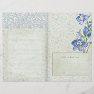 Página Diario Floral Azul Patterada & Lace