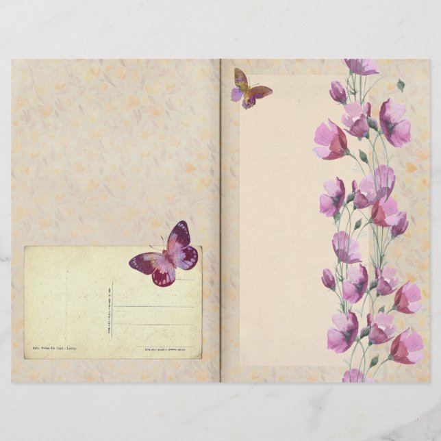 Página Diario Flores Púrpura y Mariposa (Anverso)