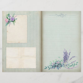 Página Floral Azul Shabby Striped Journal