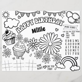 Página Floral Daisy Birthday Colour
