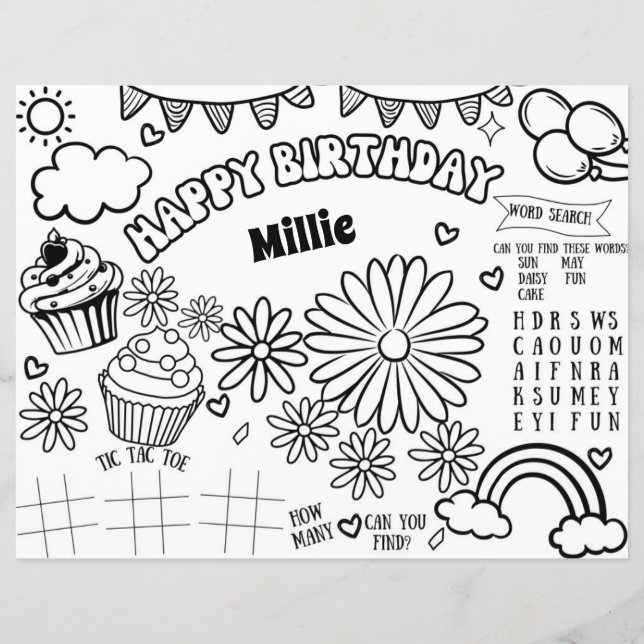 Página Floral Daisy Birthday Colour (Anverso)