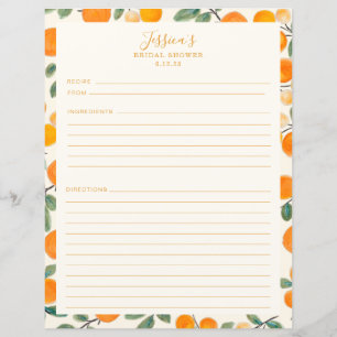Página Naranja de acuarela Citrus Bridal Shower Re