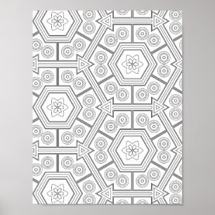 Página para colorear baldosas hexagonales Arte geo