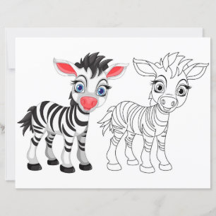 Página para colorear cebra de dibujos animados lin