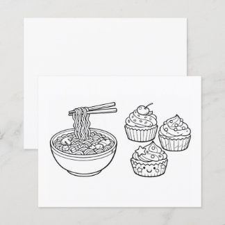 Página para colorear Cupcake Fideos Comida Blanco