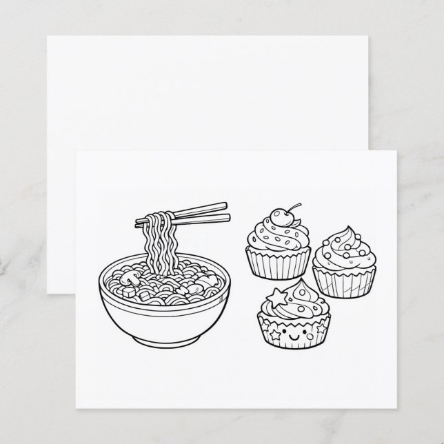 Página para colorear Cupcake Fideos Comida Blanco  (Anverso / Reverso)