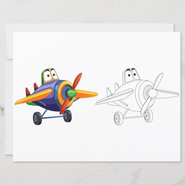 Página para colorear de aeroplano lindo (Anverso)