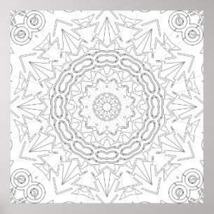 Página para colorear de arte de mandala de estrell