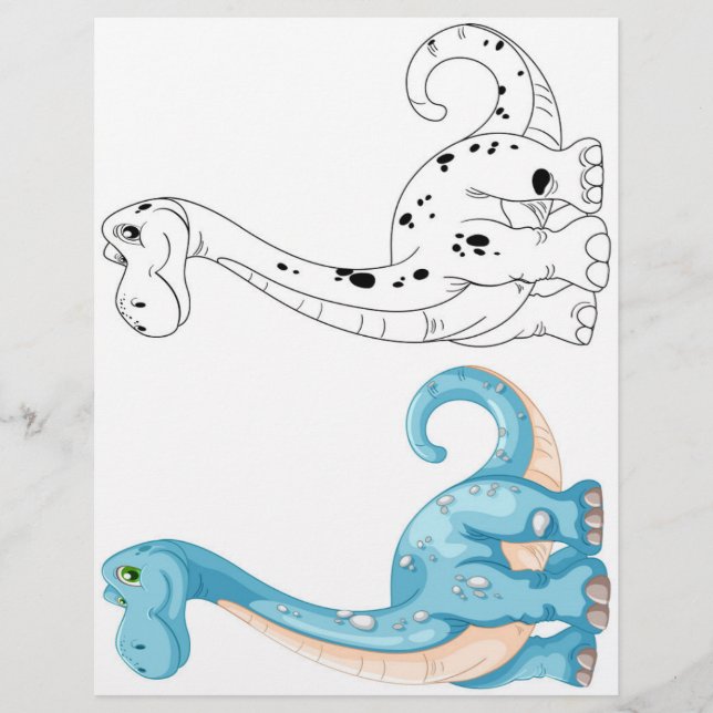 Página para colorear de dinosaurio lindo (Anverso)