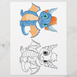 Página para colorear de dragón de dibujos animados