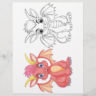 Página para colorear de dragón de dibujos animados