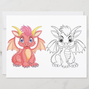 Página para colorear de dragón de dibujos animados