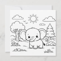 Página para colorear de elefante para niños