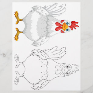 Página para colorear de gallina de dibujos animado