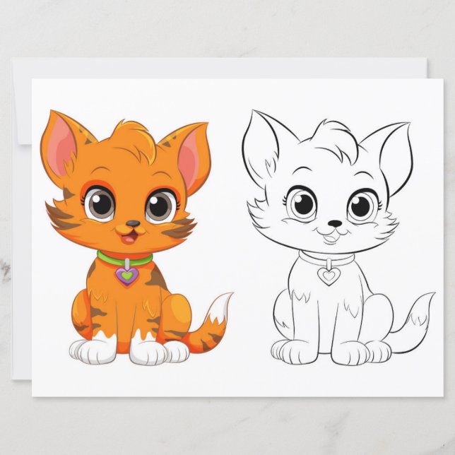 Página para colorear de gato lindo (Anverso)