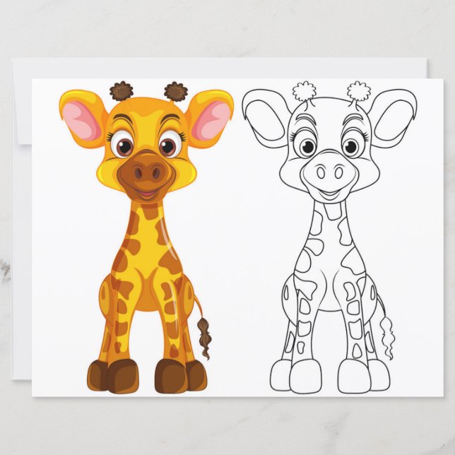 Página para colorear de jirafa linda (Anverso)
