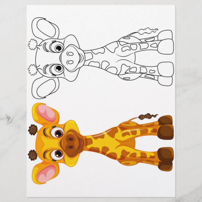 Página para colorear de jirafa linda (Anverso)