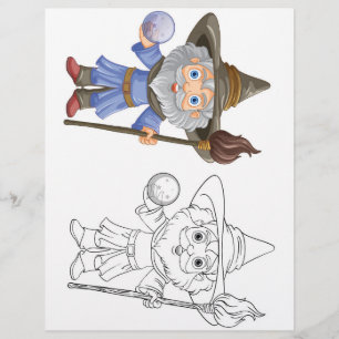 Página para colorear de mago de dibujos animados l