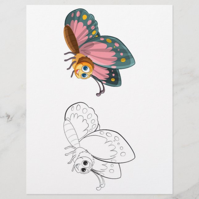 Página para colorear de mariposa linda (Anverso)