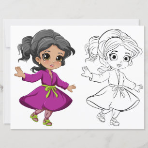 Página para colorear de niña bailando linda