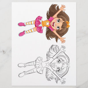 Página para colorear de niña bailando linda