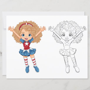 Página para colorear de niña bailando linda