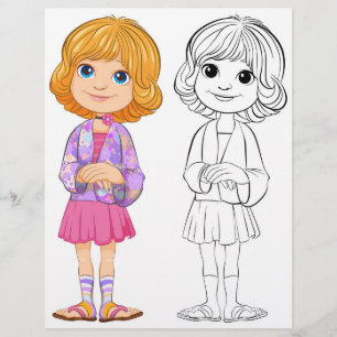 Página para colorear de niña de dibujos animados l