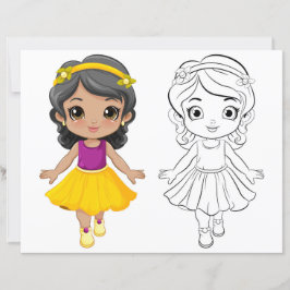 Página para colorear de niña de dibujos animados l
