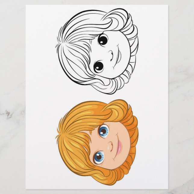 Página para colorear de niña linda (Anverso)